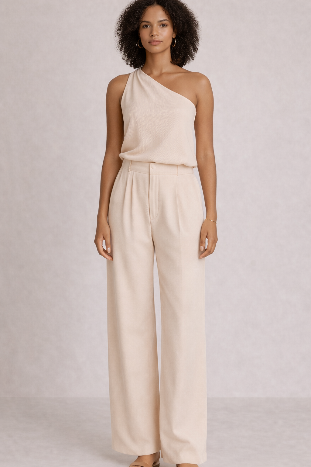 Blush One-Shoulder Tailored Set - 1