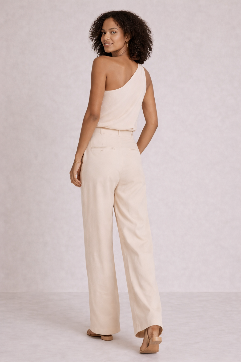 Blush One-Shoulder Tailored Set - 2