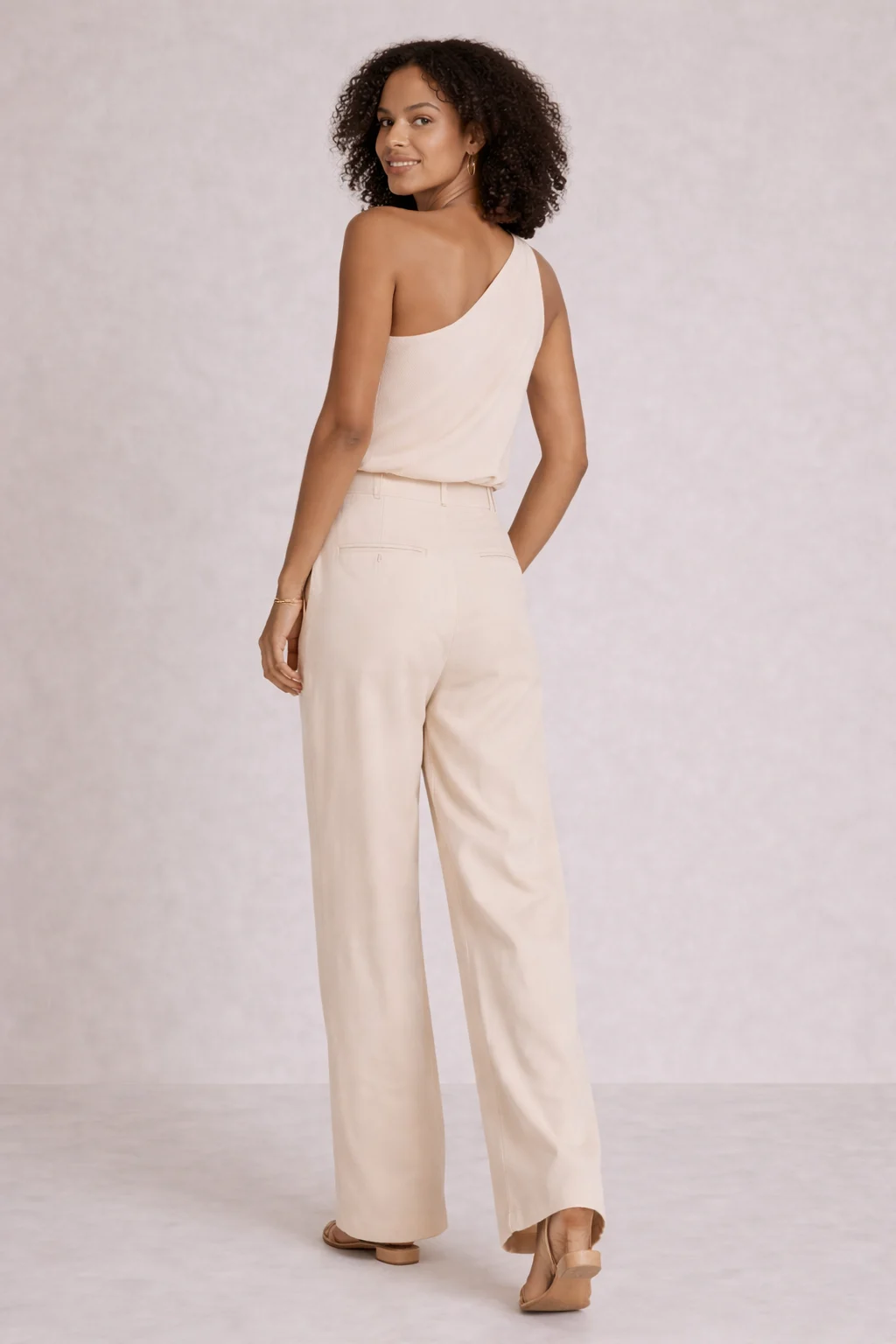 Blush One-Shoulder Tailored Set - 2