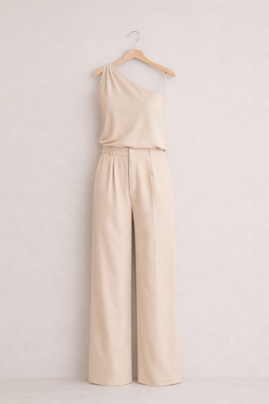 Blush One-Shoulder Tailored Set