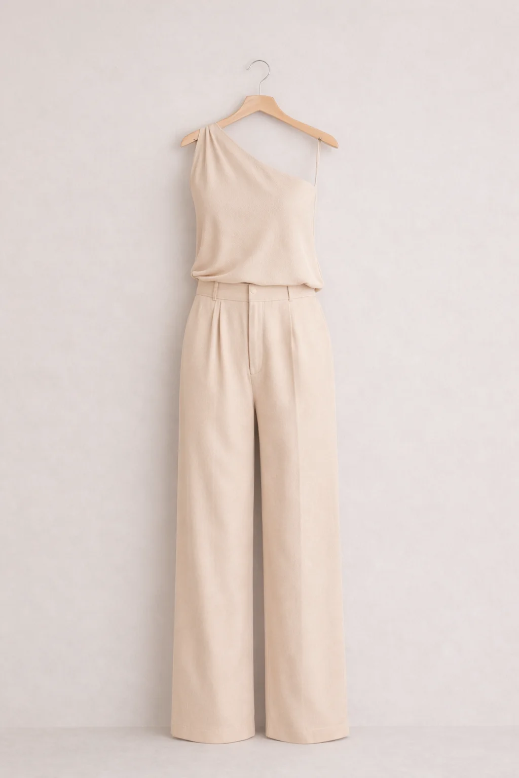 Blush One-Shoulder Tailored Set