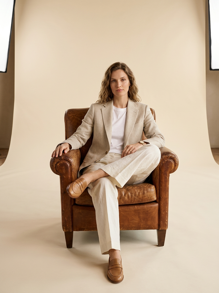 Beige linen blazer