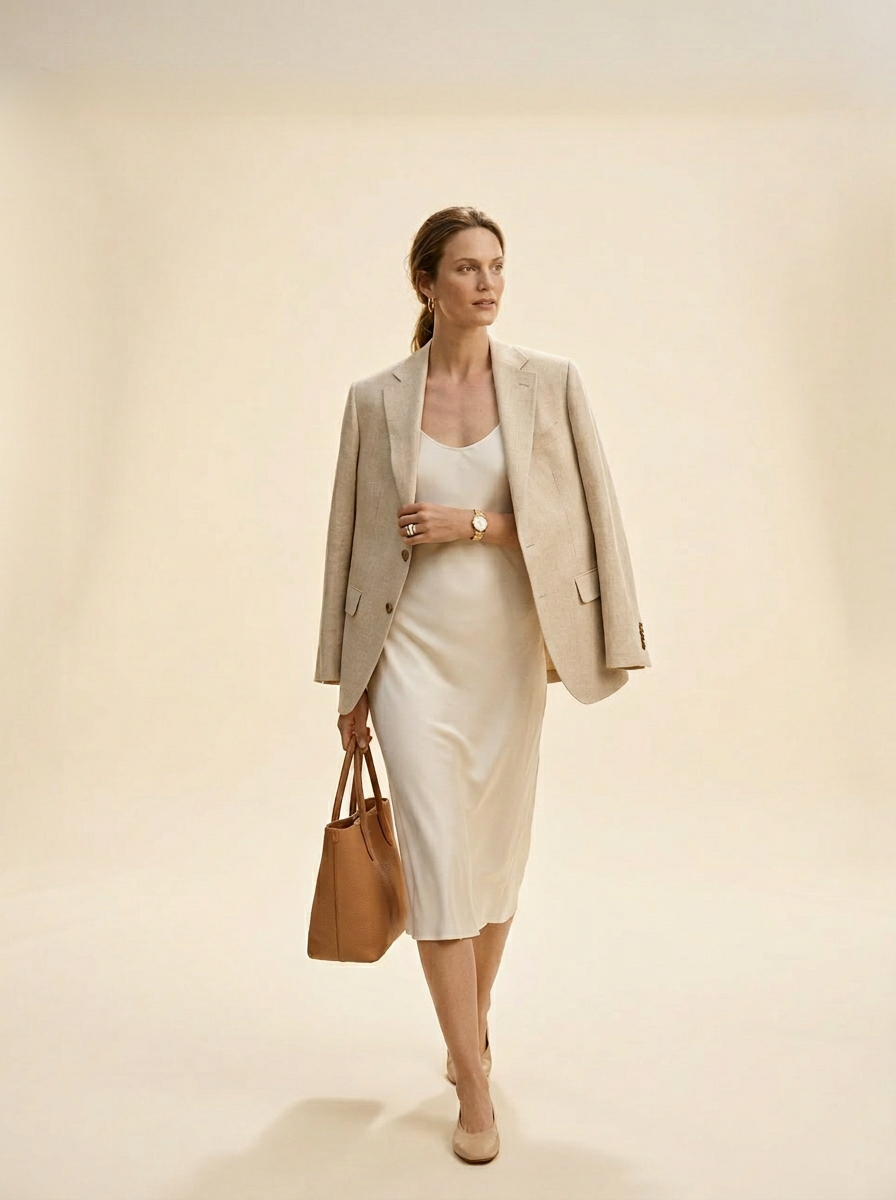 Beige linen blazer