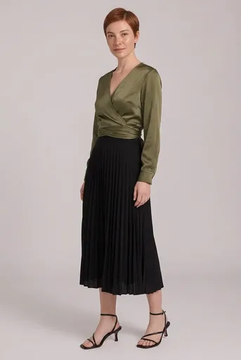 Olive Wrap Blouse