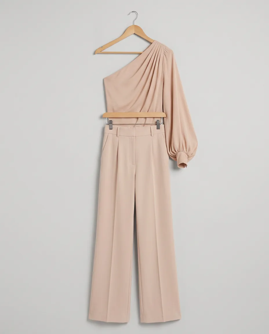 Blush One-Shoulder Tailored Set