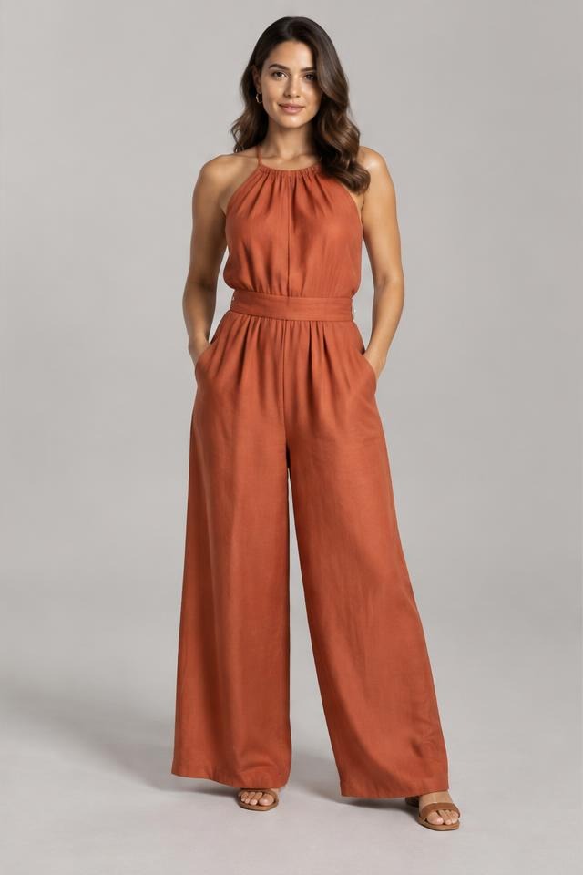 Sunset Linen Halter Jumpsuit